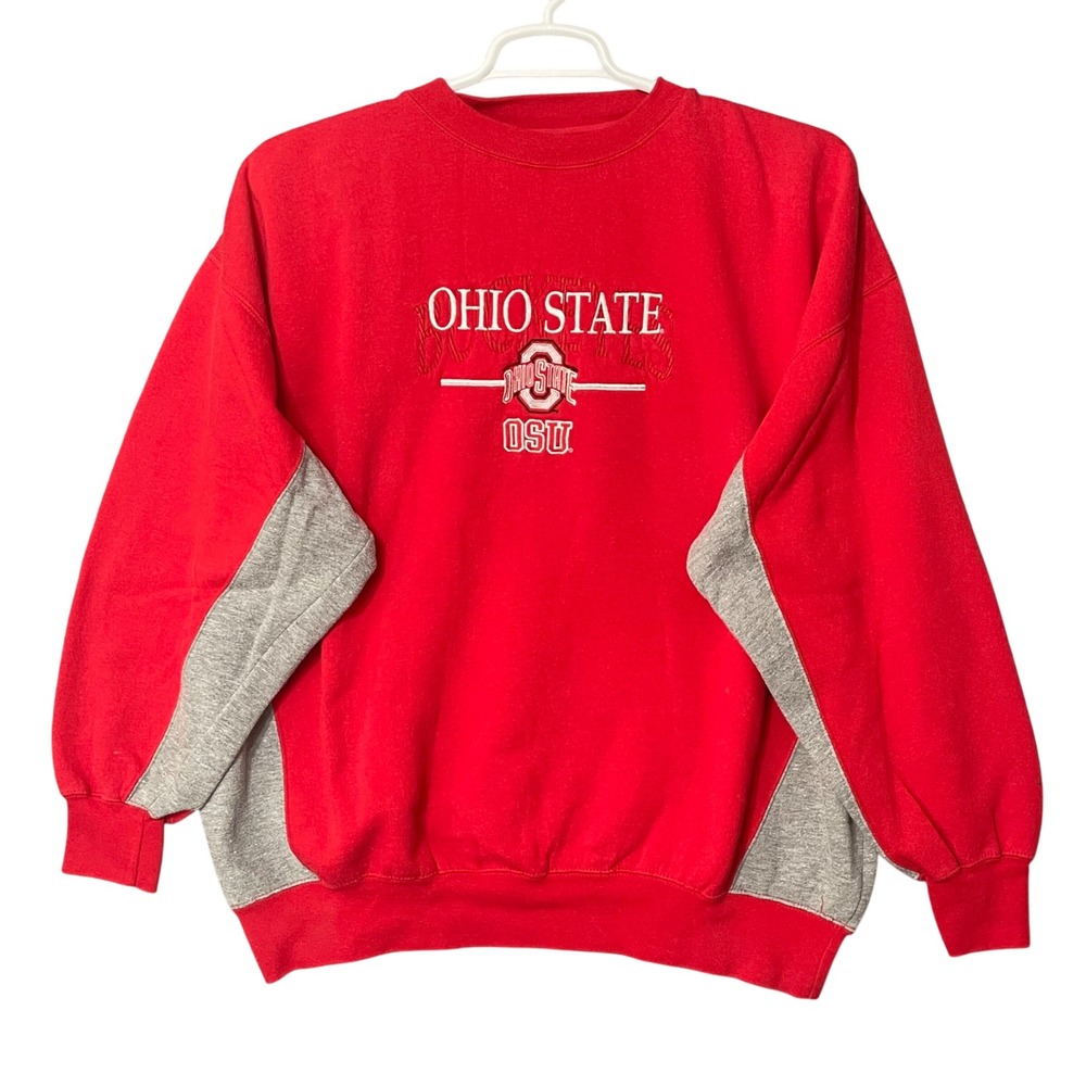 Ohio State Buckeyes Sweatshirt Red Grey Embroidered OSU Logo Mens XL - Picture 2 of 6